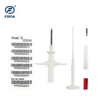 2.12X11.5mm ID RFID Bioglass Microchip Tag 134.2KHZ للخيول في حقنة بيضاء