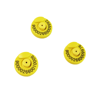 علامة أذن RFID صفراء لـ ET907 قطرها 30.5mm ± 0.5mm ISO11784/5 FDX-B
