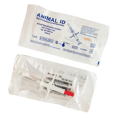 المعيار R/W ISO 11784/5 FDX-B ميكروشيب تعريف ISO في حقنة بيضاء للتعرف على الحيوانات