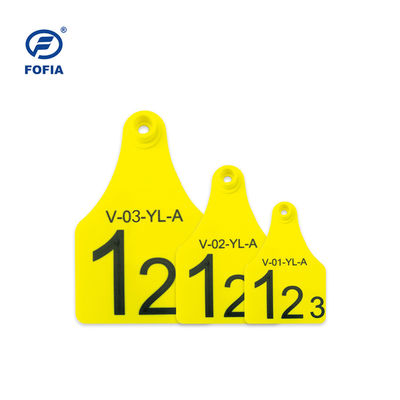 علامة RFID المرئية صغيرة / متوسطة / كبيرة الحجم الخيار الأفضل لإدارة الحيوانات دعم الطباعة بالليزر 134.2 كيهز الأصفر