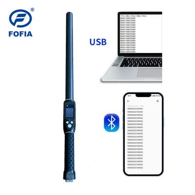 ISO11784/85 FDX-B & HDX قارئ عصا RFID متوافق لقراءة علامات الأذن للمواشي