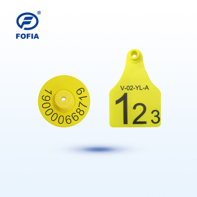 علامة RFID المرئية صغيرة/متوسطة/كبيرة الحجم لإدارة الحيوانات تدعم الطباعة بالليزر 134.2 كيلو هرتز أصفر أو لون آخر