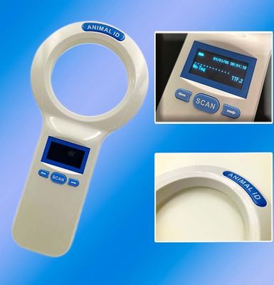 ماسح رقاقة RFID المحمول مع بطارية الليثيوم قابلة لإعادة الشحن للتعرف السريع على الحيوانات وتتبع البيطريات