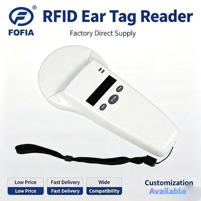 FOFIA قارئ محمول باليد من البلاستيك المتين RFID مع شاشة OLED مقاس 128 × 32 / USB للاستخدام طويل المدى للحيوانات الأليفة والمزرعة / المزرعة