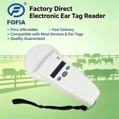 قارئ RFID يدوي دائم مع شاشة OLED 128x32 USB للبلاستيك حل بعيد المدى للاستخدام في الحيوانات الأليفة والمزارع والمزارع