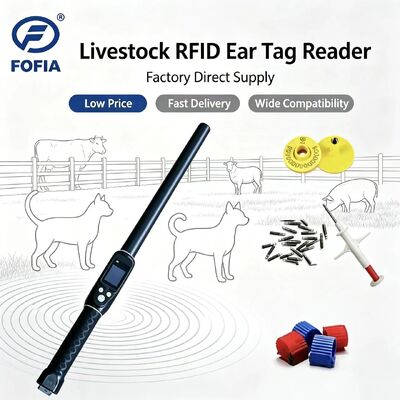 مضاد للماء طويل المدى 134.2kHz قارئ علامة الأذن RFID ISO11784/5 البروتوكول 30-100cm مسافة القراءة PVC