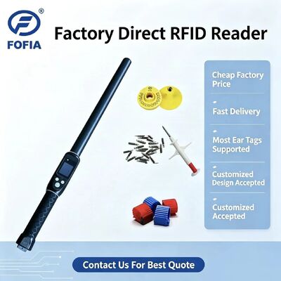FOFIA مقاوم للماء الطويل المدى 134.2kHz RFID القارئ علامة الأذن البروتوكول ISO11784/5 30-100cm مسافة القراءة PVC