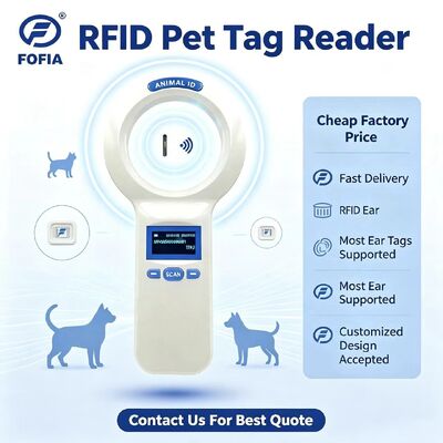 قارئ يدوي من البلاستيك PT200 RFID دائم مع شاشة OLED 128x64 بروتوكول ISO11784/5 قراءة بعيدة المدى للحيوانات الأليفة والاستخدام في المزارع