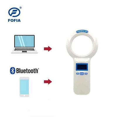 قارئ يدوي من البلاستيك PT200 RFID دائم مع شاشة OLED 128x64 بروتوكول ISO11784/5 قراءة بعيدة المدى للحيوانات الأليفة والاستخدام في المزارع