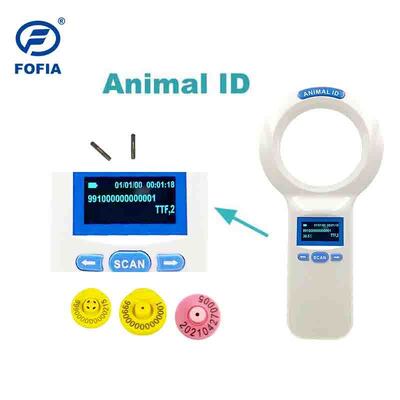 قارئ يدوي من البلاستيك PT200 RFID دائم مع شاشة OLED 128x64 بروتوكول ISO11784/5 قراءة بعيدة المدى للحيوانات الأليفة والاستخدام في المزارع