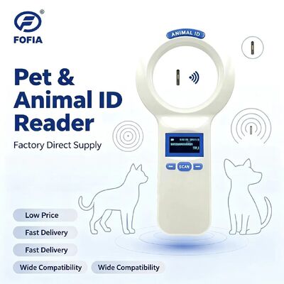 مقاوم للماء FOFIA PT200 قارئ محمول باليد RFID 128x64 شاشة OLED قراءة لمسافات طويلة 10-20 متر بروتوكول ISO11784/5