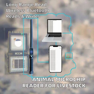 قارئ بطاقات الأذن بتقنية RFID من FOFIA مقاوم للماء وبعيد المدى 134.2 كيلو هرتز بروتوكول ISO11784/5 مسافة قراءة 30-100 سم مادة PVC للمزرعة