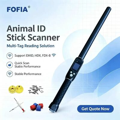 قارئ بطاقات أذن RFID طويل المدى ومتين ومقاوم للماء بتردد 134.2 كيلو هرتز وبروتوكول ISO11784/5 بمسافة قراءة 30-100 سم ومادة PVC للمزرعة