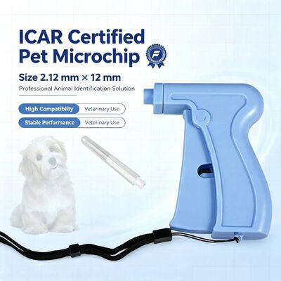 فوفيا RFID 134.2kHz ICAR معتمد نوع الحيوانات المميز 2.12 * 12mm النموذج ZS005 الأزرق المواد المقاومة للماء جديدة 1.5 سنة