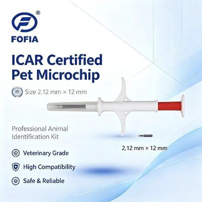 Fofia New Hot Selling RFID 134.2kHz PP Material Dog ID Microchip Waterproof Farm Use Pet Injection 1.5 Year Ear Tag