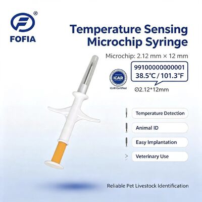 ICAR Certified Fofia New Temperature-sensing RFID Bio-glass White HT001 Animal ID Waterproof Microchip for Pets 1.5 Year
