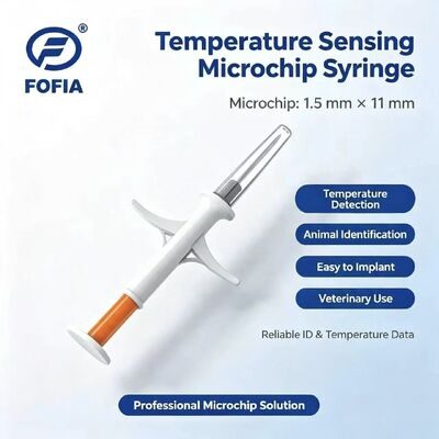 شهادة ICAR Fofia الجديدة مستشعر درجة الحرارة رقاقة RFID PP معرف الحيوان مقاوم للماء للكلاب والقطط ضمان 1.5 سنة