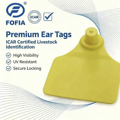 شريحة بطاقة أذن الحيوان ICAR Fofia T904 جديدة عالية الجودة من مادة TPU بتقنية RFID وترميز ليزر بضمان 3 سنوات للاستخدام في المزارع لتتبع الماشية والأغنام بوزن 0.01 جرام