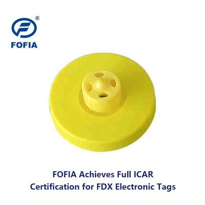 FOFIA جديدة كاملة ICAR دائمة مقاومة للماء RFID TPU علامات الأذن الصفراء ET908 + T905 رقائق المزرعة ضمان 5 سنوات الماشية 14.5mm