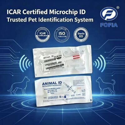 شريحة تعريف الحيوانات الأليفة Fofia الجديدة المعتمدة من ICAR بتقنية RFID 134.2 كيلو هرتز PP مقاومة للماء للكلاب والقطط مع ضمان 1.5 سنة