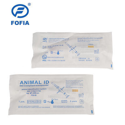 FOFIA ZS007 ICAR معتمد 134.2kHz RFID ear tag حيوان ميكروشيب FDX/EM4305 IP67 مقاوم للماء أبيض PP 1.4x8mm كلب قطة حيوانات أليفة