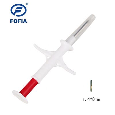 شريحة حيوانات RFID معتمدة من ICAR من FOFIA ZS007 بتردد 134.2 كيلو هرتز FDX/EM4305 مقاومة للماء IP67 بيضاء PP 1.4x8 مم للكلاب والقطط والأرانب والماشية جديدة