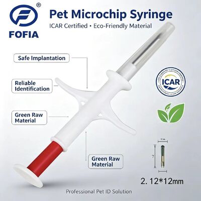شريحة حيوانات RFID بيضاء متينة مقاومة للماء من Fofia ZS006 مع تصنيف IP67 وضمان لمدة 1.5 سنة للكلاب والقطط والحيوانات الأليفة