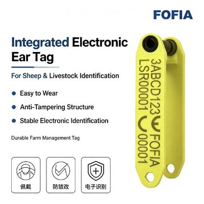 بطاقة أذن خروف Fofia HDX ET969 جديدة مقاومة لدرجات الحرارة العالية ومضادة للتساقط، شريحة RFID ليزر صفراء من مادة TPU لتتبع الحيوانات