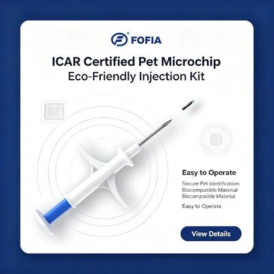 FOFIA ZS007 معتمد من ICAR بتردد 134.2 كيلو هرتز لشريحة الحيوانات الدقيقة بتقنية RFID FDX/EM4305 مقاومة للماء IP67 بيضاء PP 1.4x8 مم للكلاب والقطط والحيوانات الأليفة