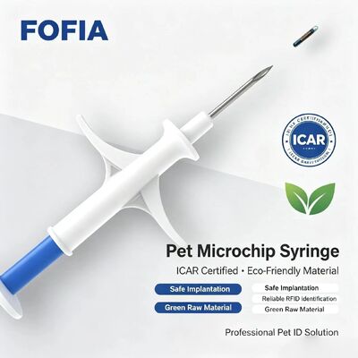FOFIA ZS007 RFID 134.2kHz شريحة إلكترونية للحيوانات FDX/EM4305 شريحة تغليف بلاستيكي للحقن للماشية والحيوانات الأليفة مقاومة للماء IP67 جديدة 1.5 بوصة