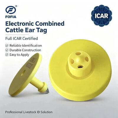 فوفيا الجديدة المقاومة للماء كاملة معتمدة ICAR ET908 صفراء RFID TPU علامة أذن البقرة عالية الجودة 1.5 سنة الضمان الحيوانات الخنزير الخراف