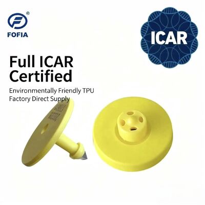 فوفيا الجديدة المقاومة للماء كاملة معتمدة ICAR ET908 صفراء RFID TPU علامة أذن البقر 1.5 سنة ضمان رمز الليزر تعقب الحيوانات الماشية
