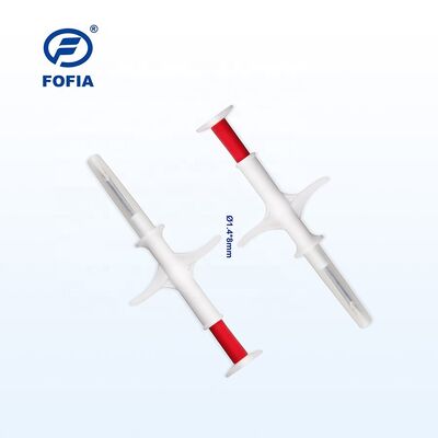 شريحة حيوان دقيقة قابلة للحقن بتردد 134.2 كيلو هرتز FDX EM4305 مقاس 1.4 × 8 مم حاصلة على شهادة ICAR مقاومة للماء IP67 لتعريف الحيوانات الأليفة
