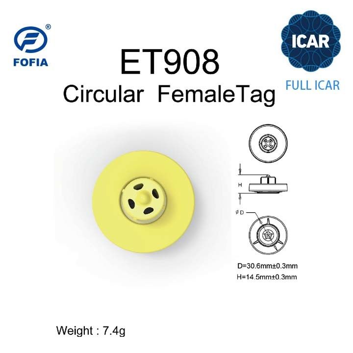 فوفيا الجديدة كاملة ICAR ET908 الماشية RFID LF ear tag مواد TPU 350N التوتر 5 سنوات الضمان ISO11784/5 الامتثال الاستخدام في المزرعة