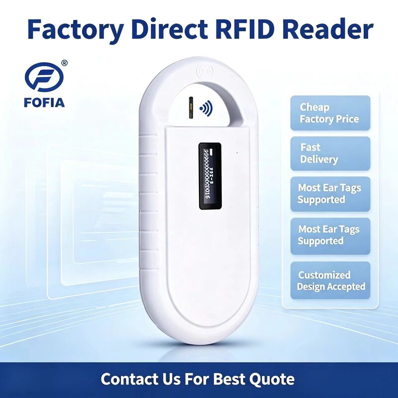قارئ بطاقات RFID الحيوانية المتنقلة PT160 134.2kHz شاشة OLED بطارية الليثيوم USB بروتوكول ISO 11784/11785