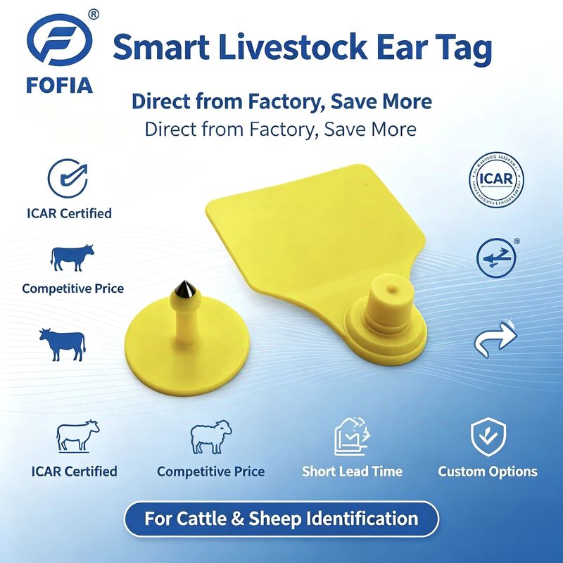 Fofia T904 مزيج الحيوان غطاء أذن RFID TPU 72*57 مللي متر الليزر الترميز مزرعة الماشية خنزير الأغنام Icar