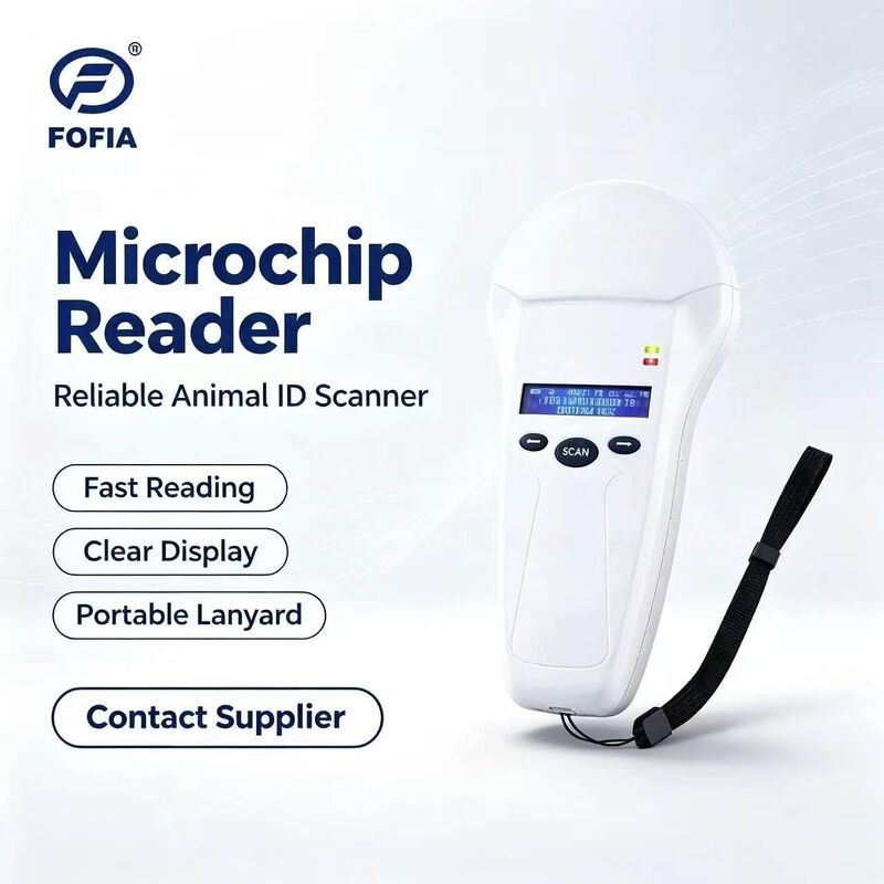 قارئ يدوي دائم FOFIA PT580 RFID 125kHz/134.2kHz ISO11784/5 128x32 شاشة OLED 10-20m مسافة القراءة USB / للحيوانات الأليفة