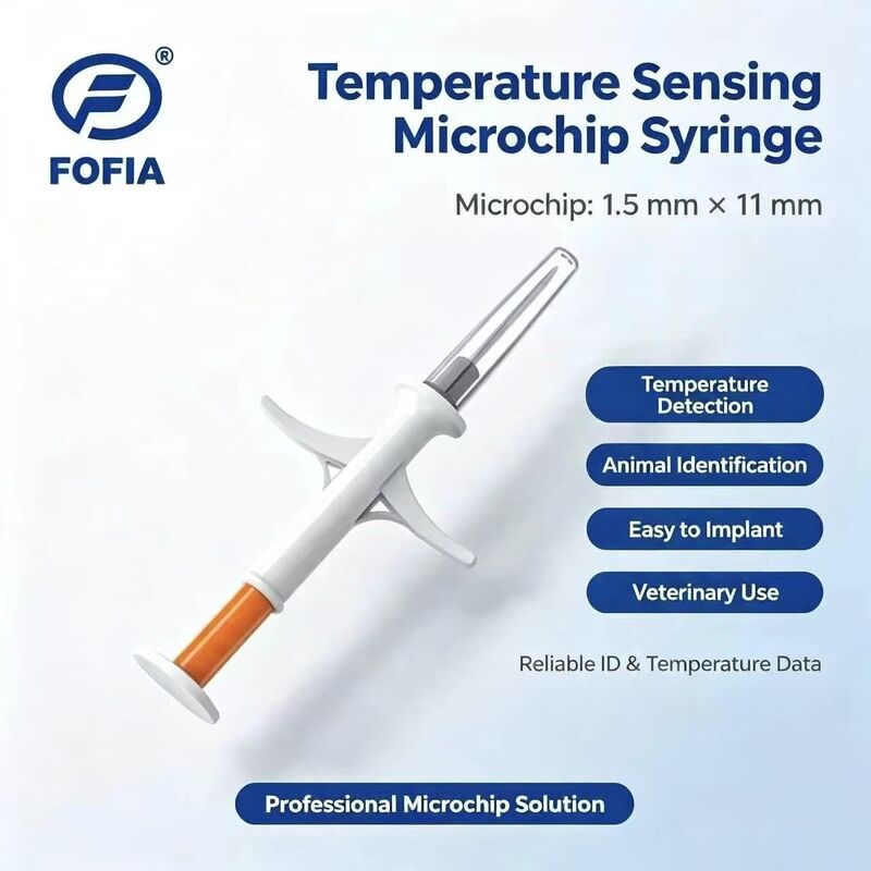 شهادة ICAR Fofia الجديدة مستشعر درجة الحرارة رقاقة RFID PP معرف الحيوان مقاوم للماء للكلاب والقطط ضمان 1.5 سنة
