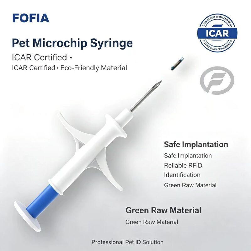 شريحة حيوانات RFID معتمدة من ICAR من FOFIA ZS007 بتردد 134.2 كيلو هرتز FDX/EM4305 مقاومة للماء IP67 بيضاء PP 1.4x8 مم للكلاب والقطط والأرانب والماشية جديدة