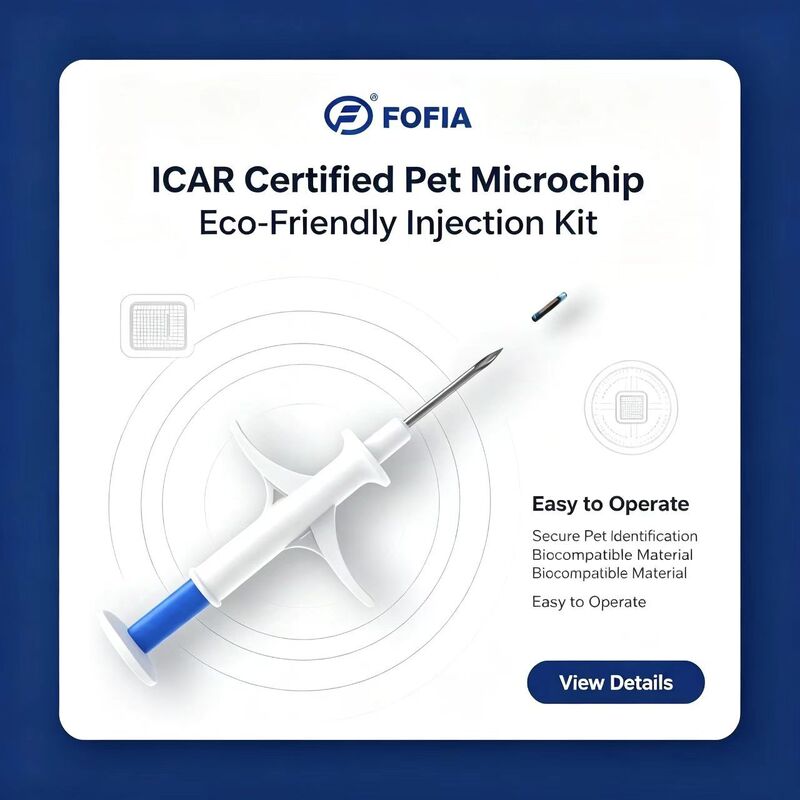 FOFIA ZS007 معتمد من ICAR بتردد 134.2 كيلو هرتز لشريحة الحيوانات الدقيقة بتقنية RFID FDX/EM4305 مقاومة للماء IP67 بيضاء PP 1.4x8 مم للكلاب والقطط والحيوانات الأليفة