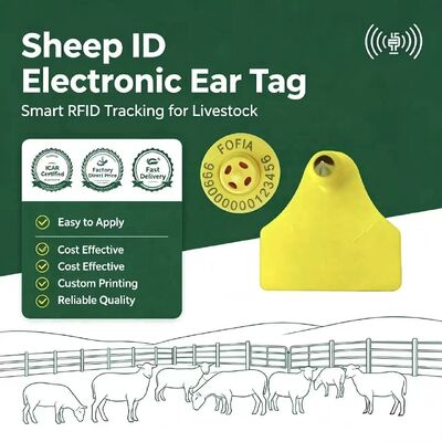 فوفيا مزيج مقاوم للماء التتبع الإلكتروني للحيوانات علامة أذن جديدة عالية الجودة RFID TPU ليزر الترميز 3 سنوات الضمان الماعز